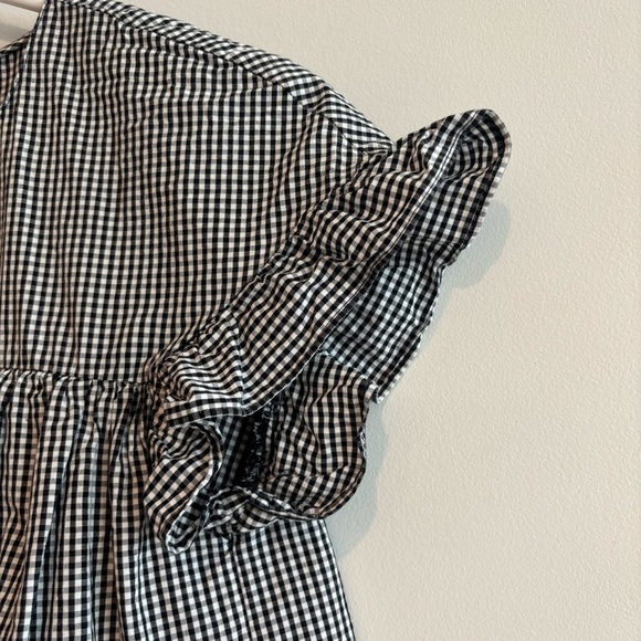 Zara Trafaluc Collection Black Gingham Babydoll Cotton Blouse Top Small Layered - Picture 5 of 9